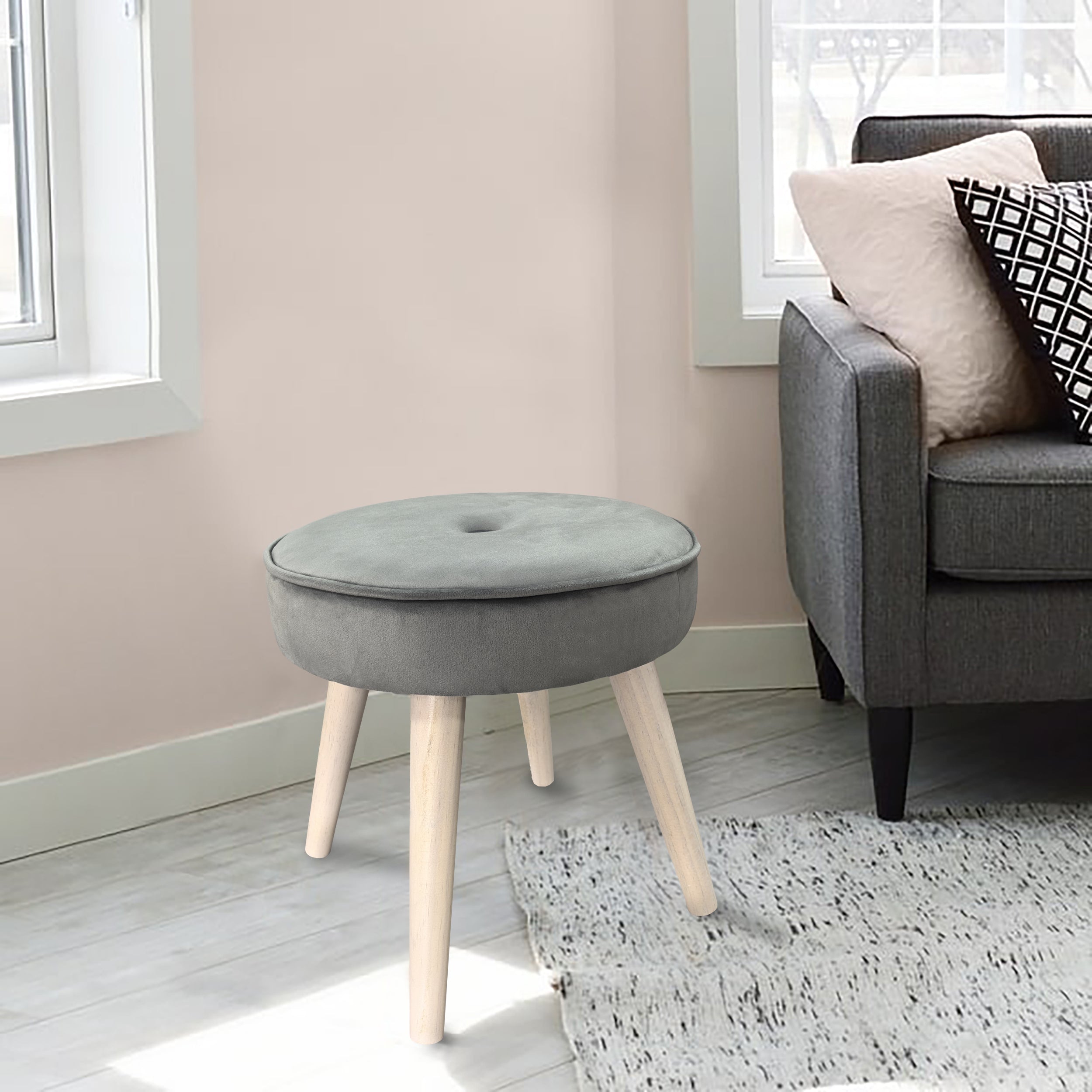 Calista Stool With Pine Wood Legs