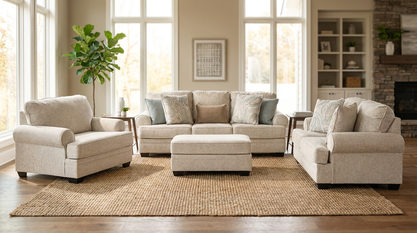 Auralith Sofa set (3+2+1) + Ottoman