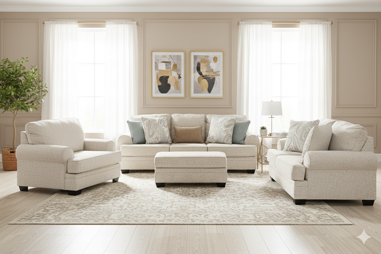 Auralith Sofa set (3+2+1) + Ottoman