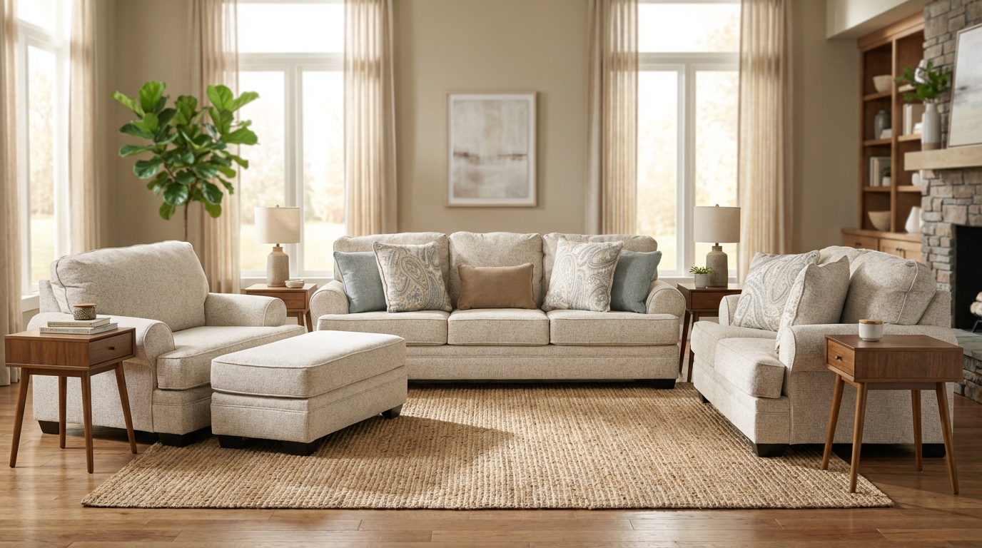 Auralith Sofa set (3+2+1) + Ottoman