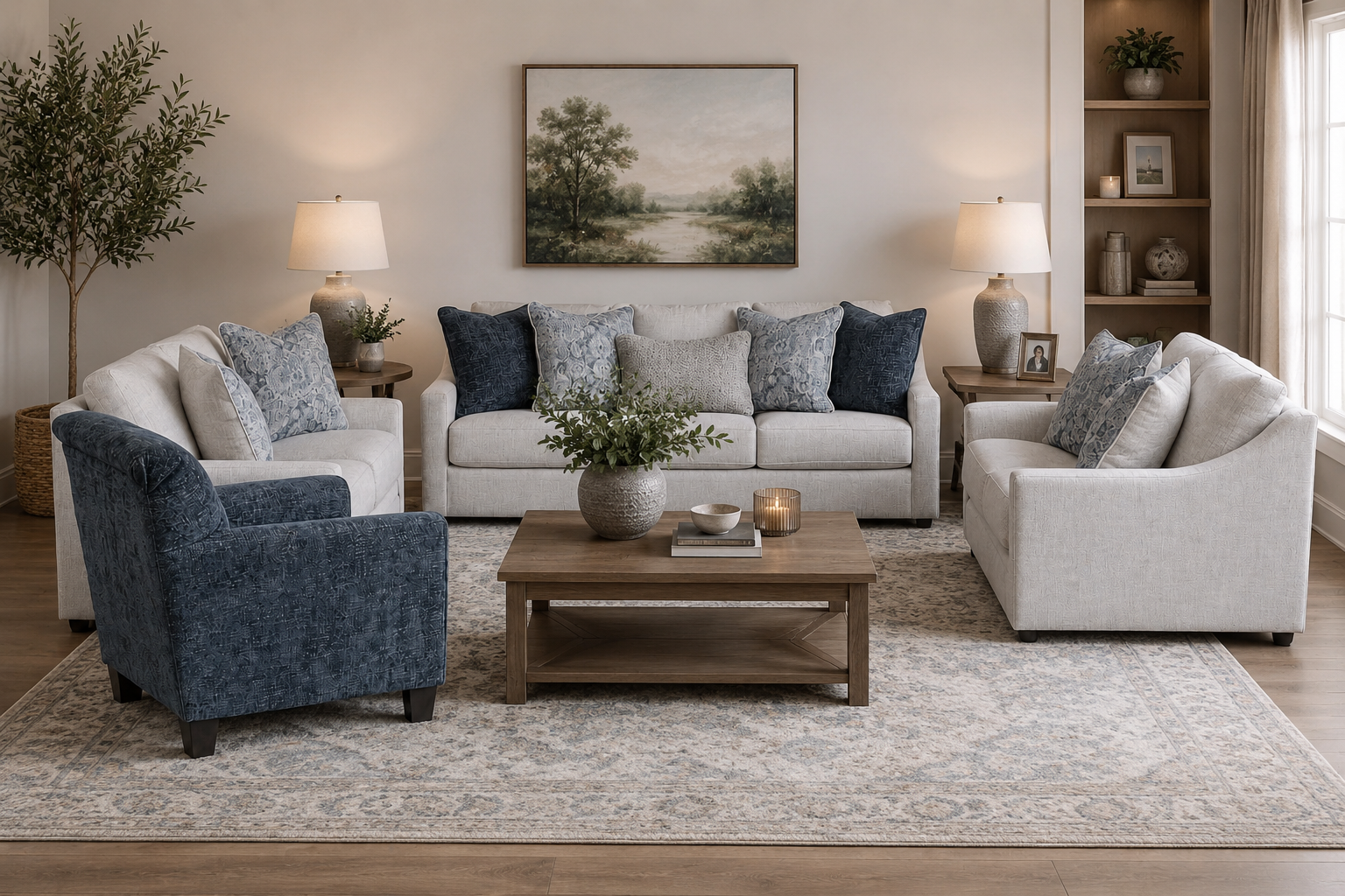 Back spin Sofa Set (3+2+2) + Accent chair