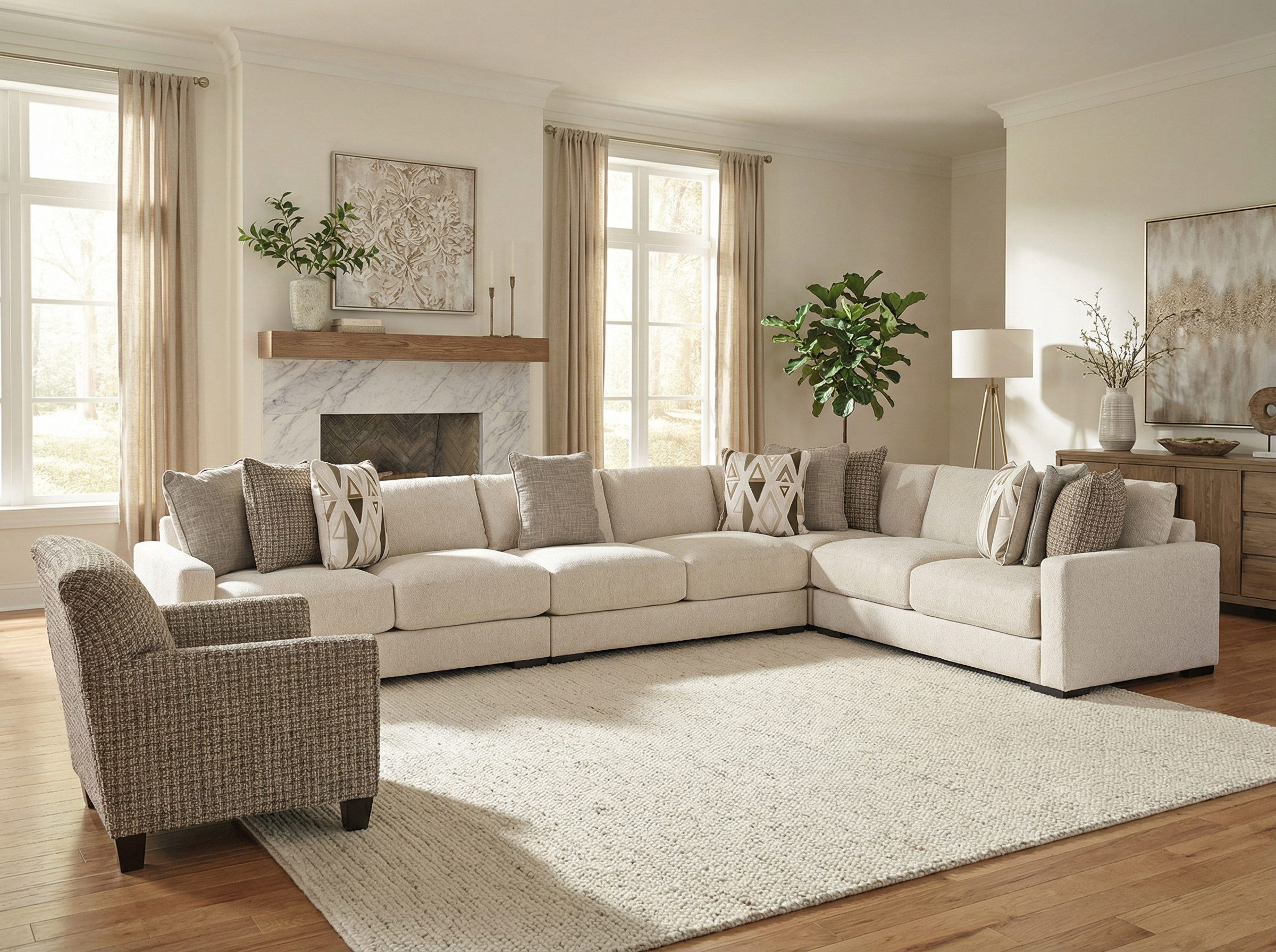 Brivelle 4-piece Sectional Sofa Set + Accent Chair