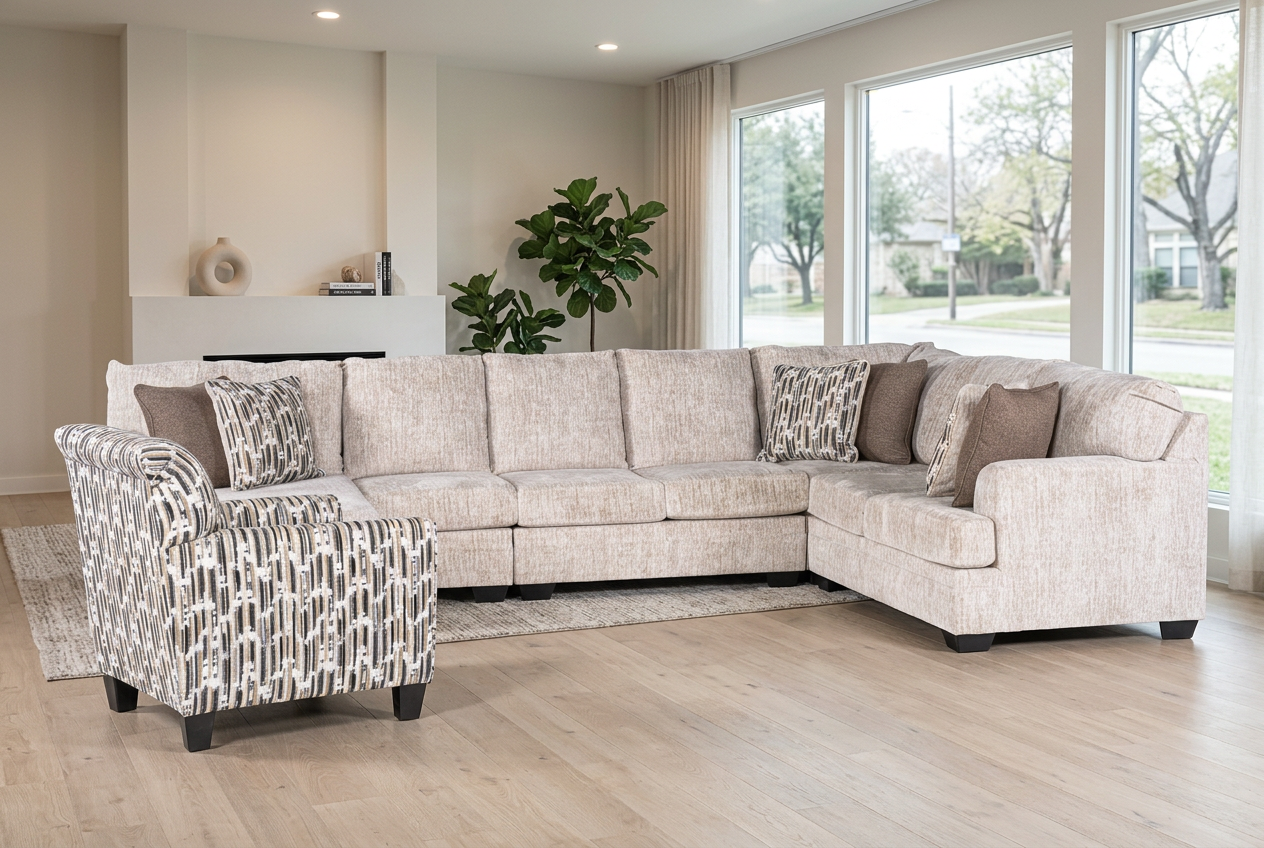 Seraphina 5-piece Sectional Sofa Set + Accent Chair